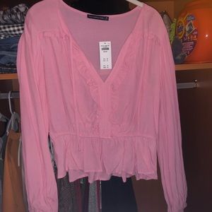 Pink long sleeve Abercrombie and Fitch shirt